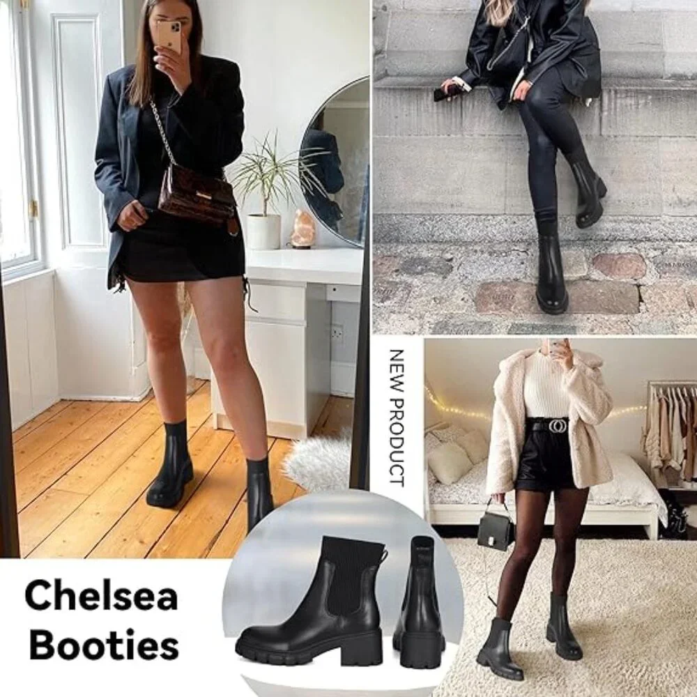 Women's Chelsea Ankle Boots Booties （black） - Picture 7 of 8